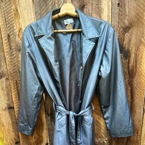 Fille à Suivre Gray Faux Leather Trench Coat M Minimalist Y2K Parisian
